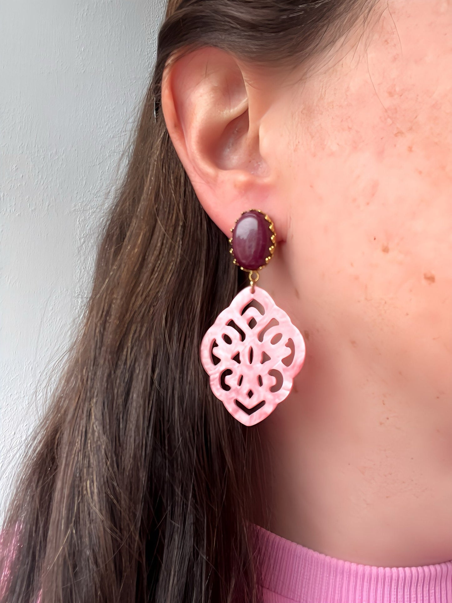 Ornamentohrringe Rosa Pflaume - Laury goes Marrakesh