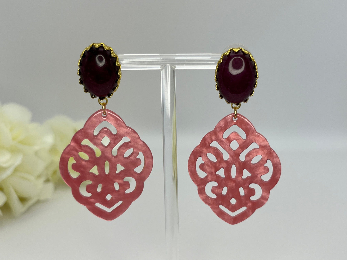 Ornamentohrringe Rosa Pflaume - Laury goes Marrakesh