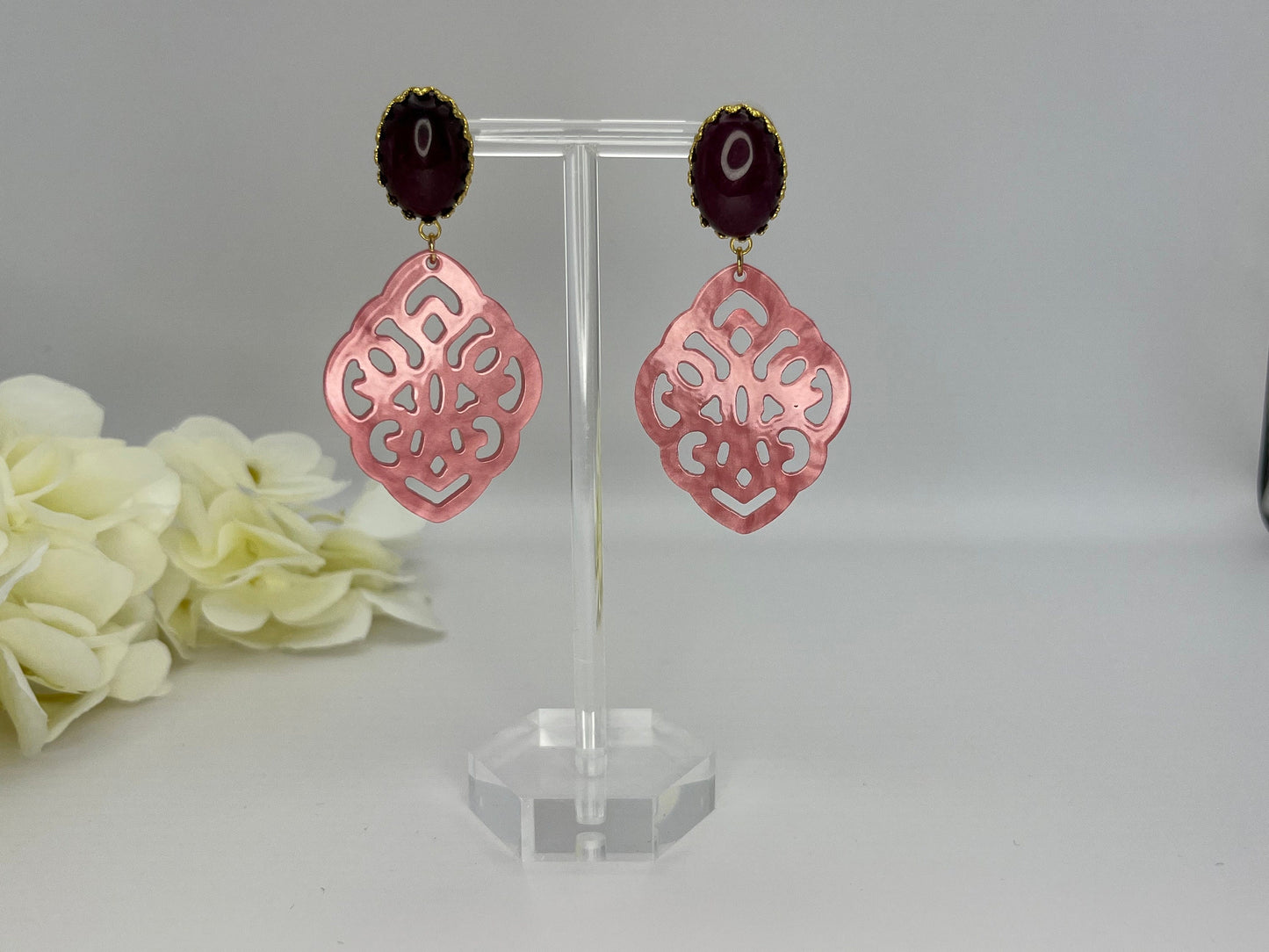 Ornamentohrringe Rosa Pflaume - Laury goes Marrakesh