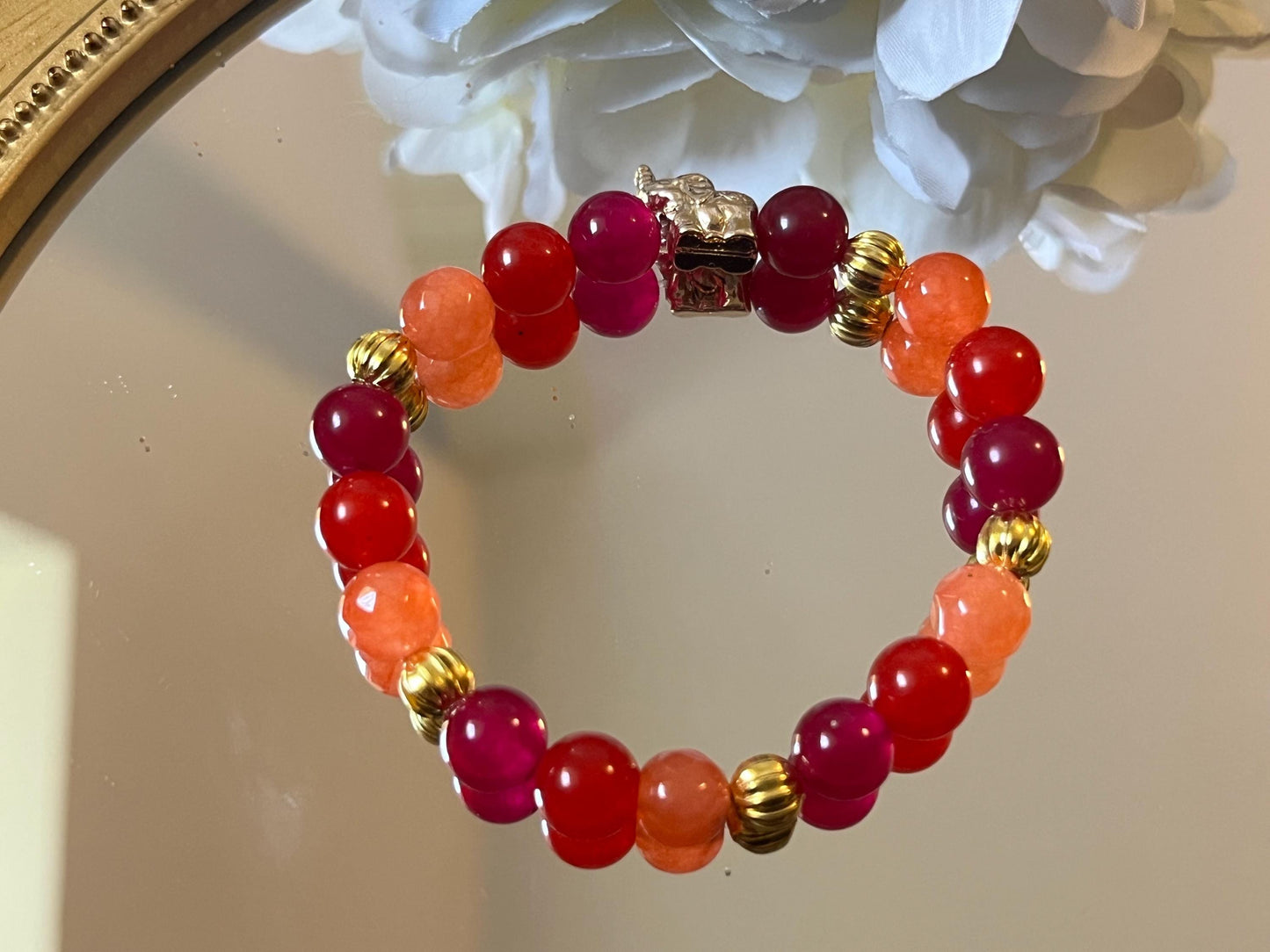 Armband mit Natursteinen und Süßwasserperlen in Blau und Gold, Freundschaftsarmband - Laury goes Sylt