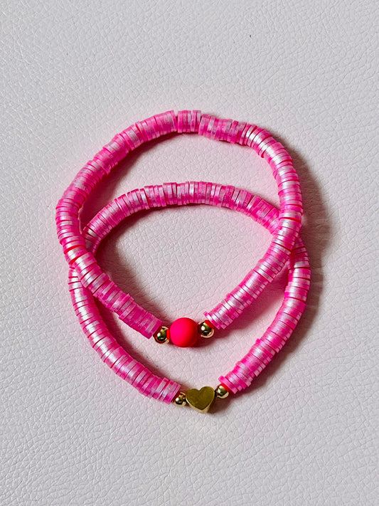 Katsuki Armband neon pink mit Perlmuttglanz - Laury goes Tokyo